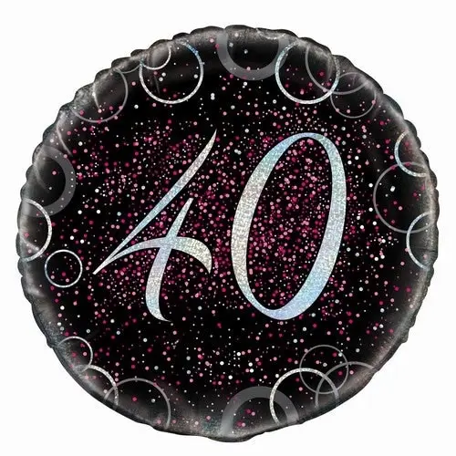 Glitz Pink 40th Birthday Foil Balloon