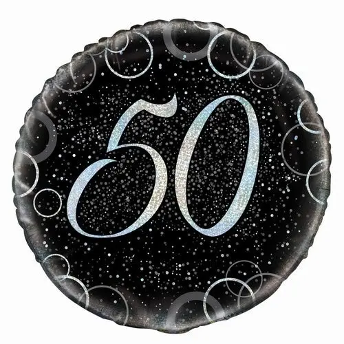 Glitz Silver 50th Birthday Foil Balloon