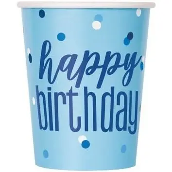 Blue Happy Birthday - Paper Cups