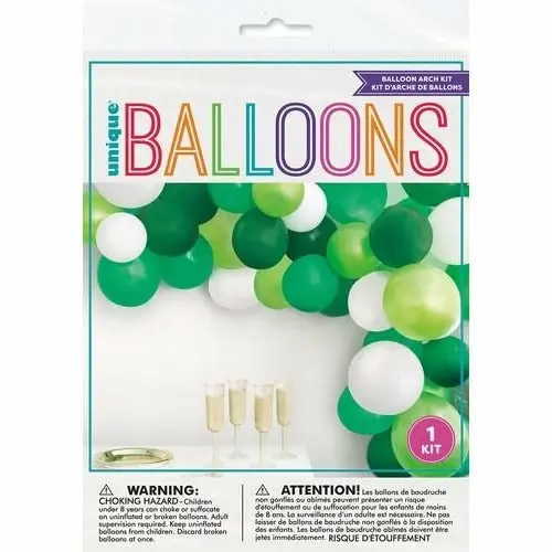 Green & White Latex Balloon Arch Kit