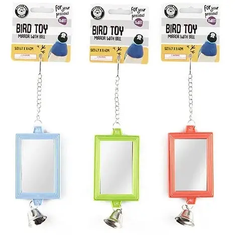 Plastic Rectangle Mirror with Bell - Bird Toy