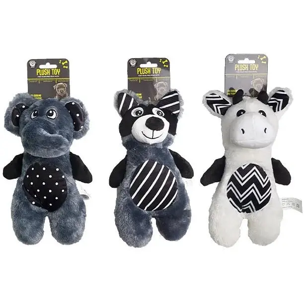 Dog Plush Black and White Toy Teddy