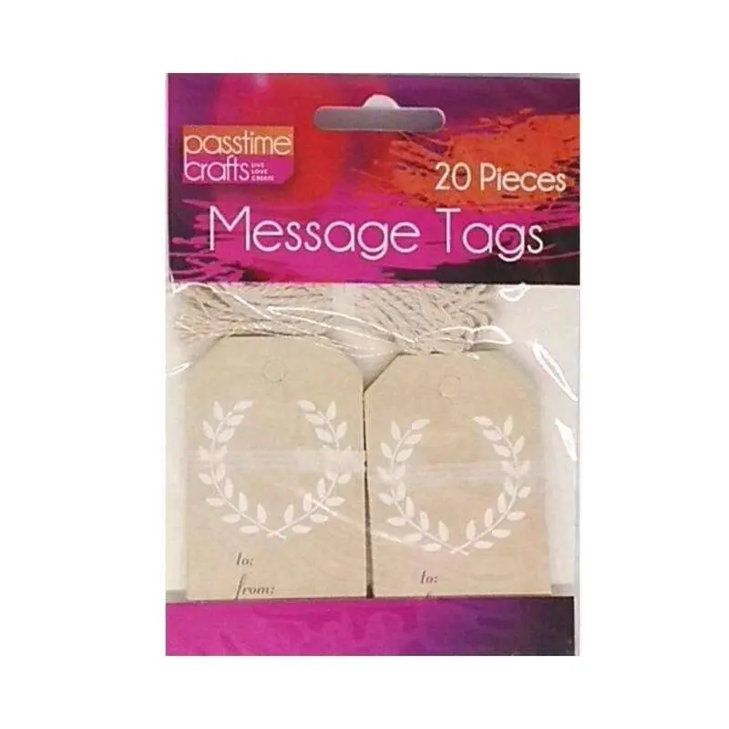 Message Tags with Cord Assorted 20Pk