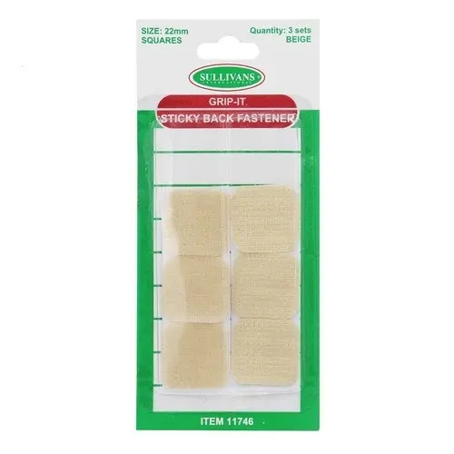 Grip It Sticky Back Fastener Squares - Beige 22mm 4 Sets