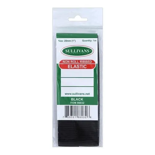 Non Roll Ribbed Elastic Black