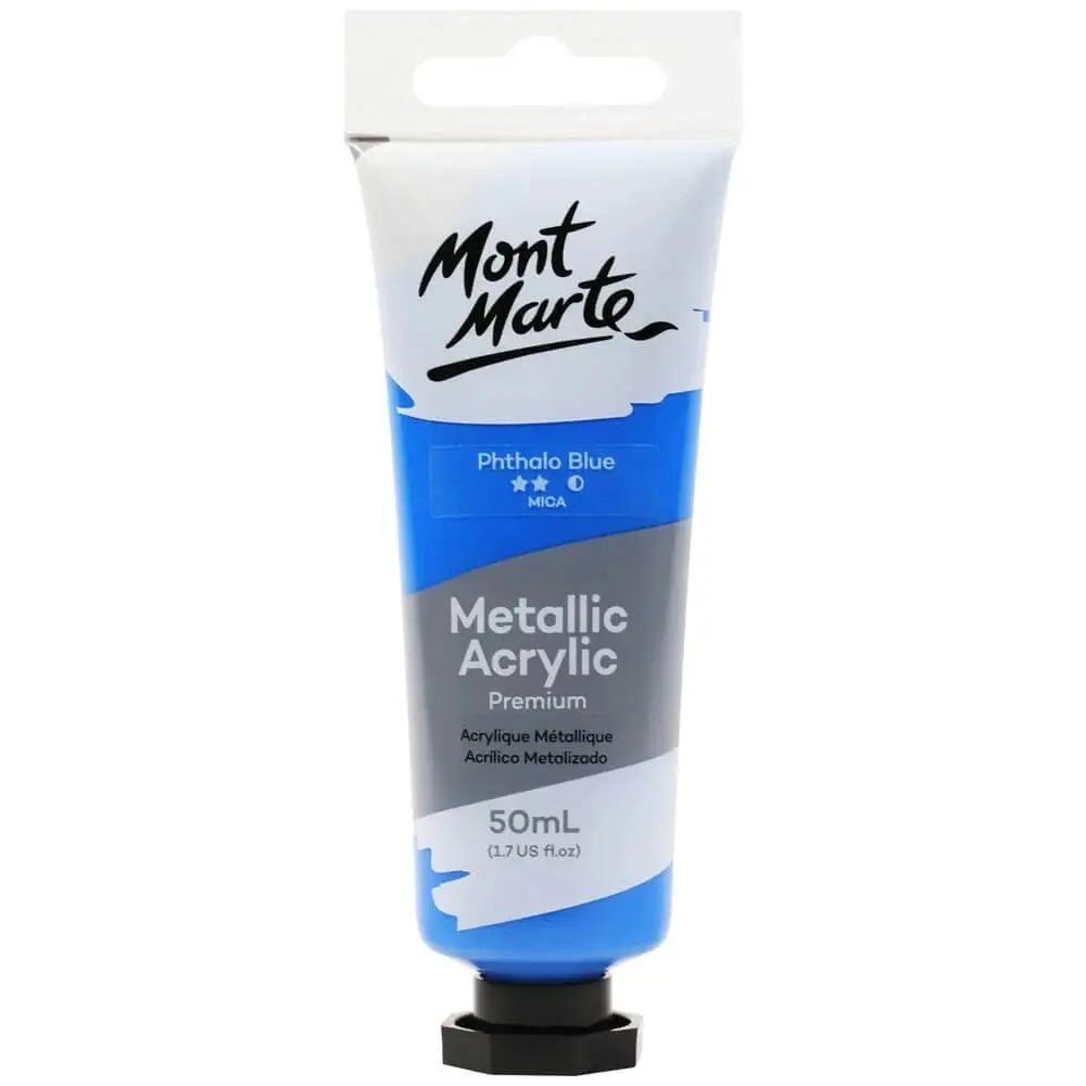 Mont Marte Metallic Acrylic Paint - Phthalo Blue