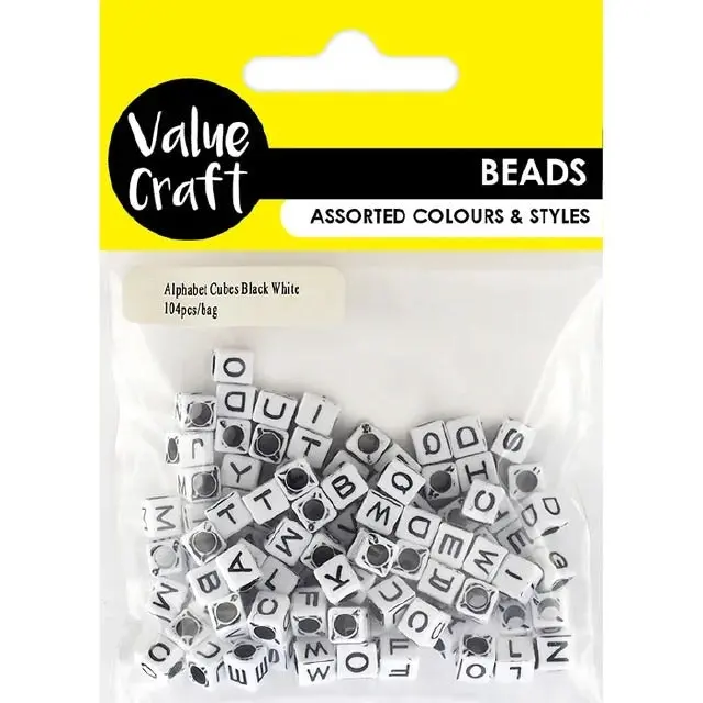 Beads Alphabet Cubes - Black & White