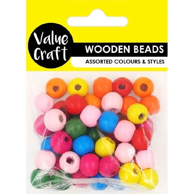 Beads Wooden Round - Fluro