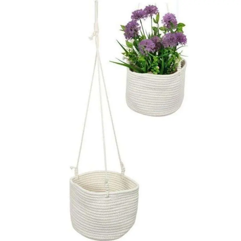 Hanging Indoor Outdoor White Basket