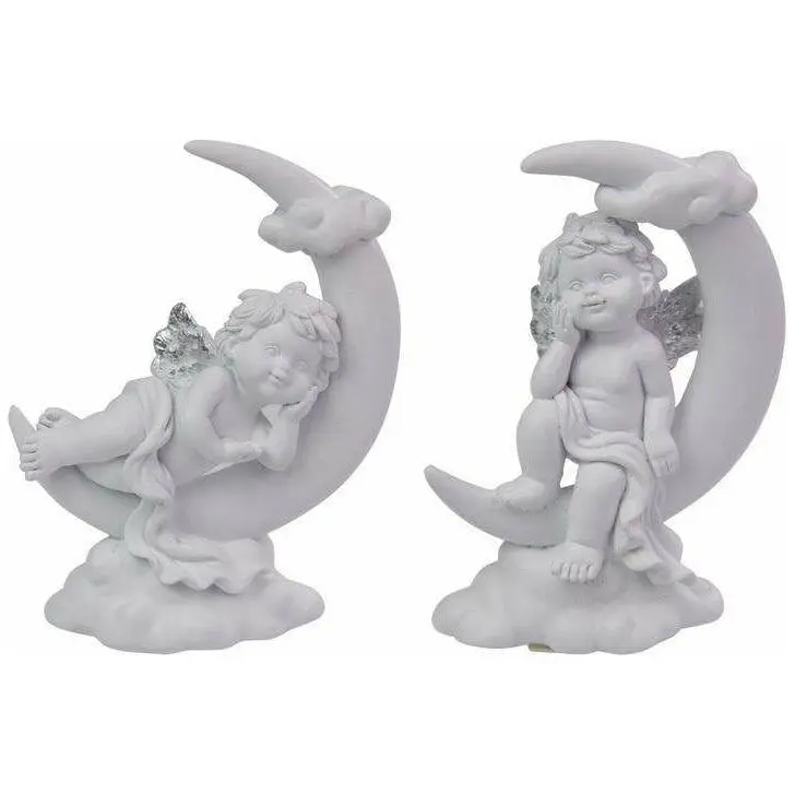 Cherub With Silver Wings Resting On Moon - DIDN'T MIGRATE