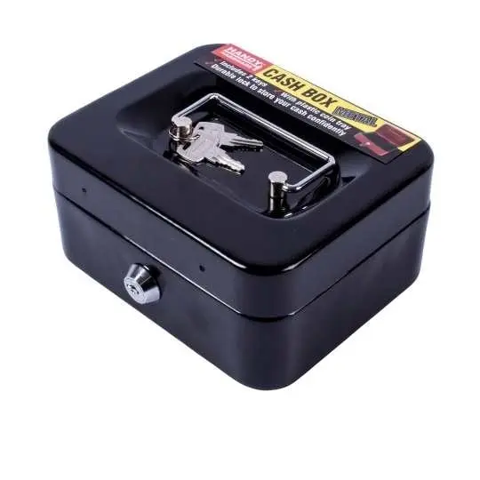 Cash Box Metal With 2 Keys & Plastic Coin Tray