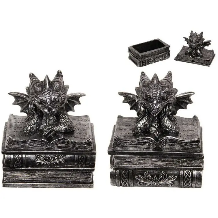 Silver Dragon on Book of Knowledge - Jewellery Box