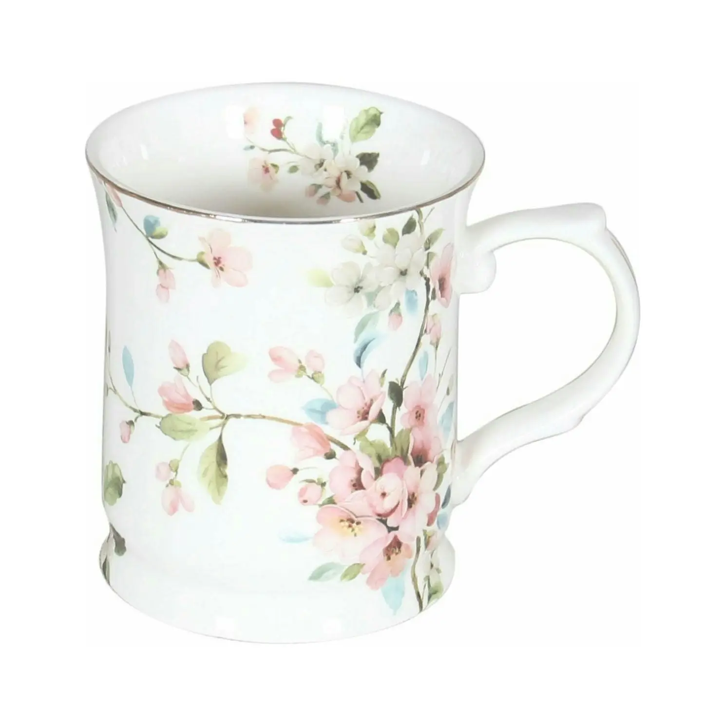 Peach Blossom on White Fine China - Mug