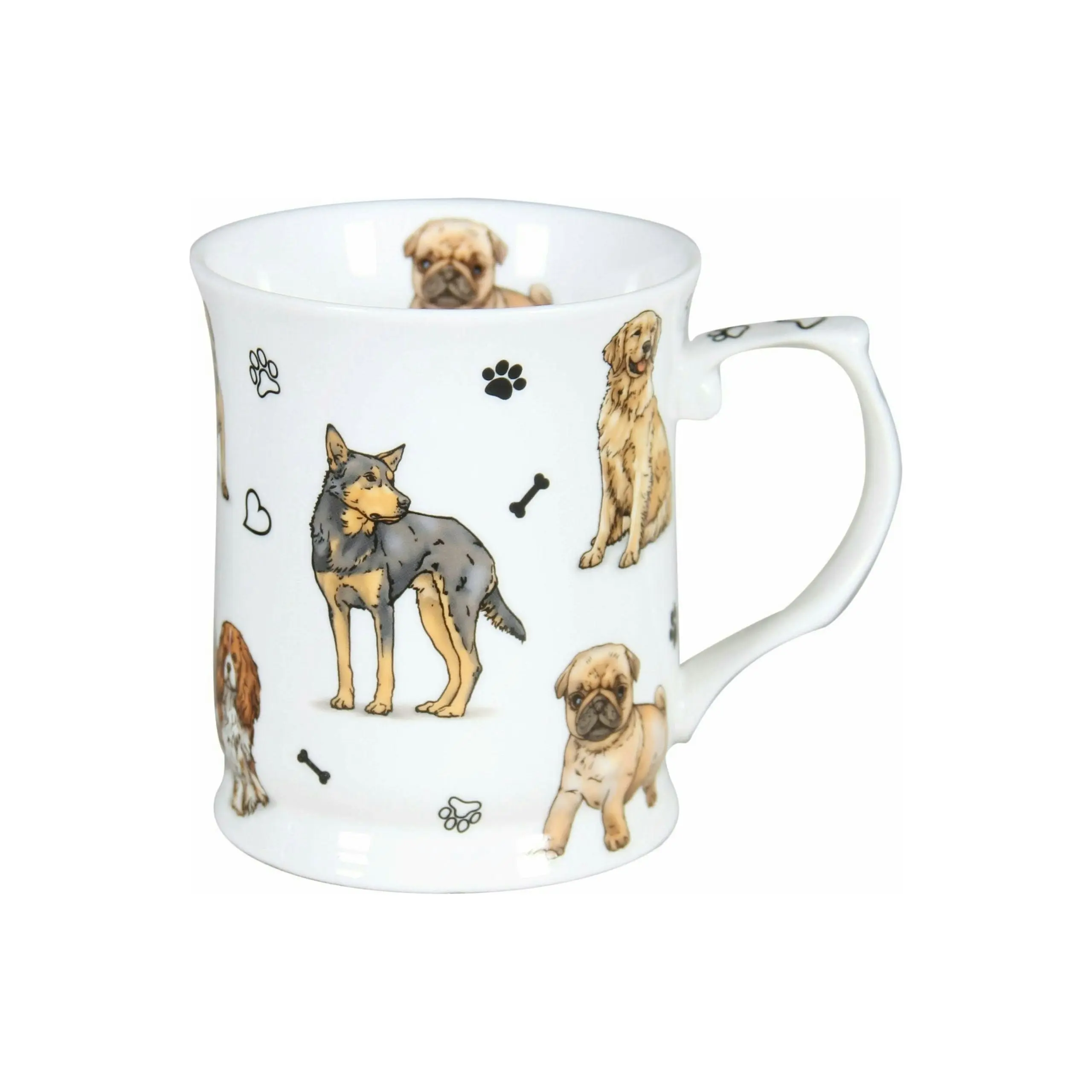 Dogs on White Fine China - Mug