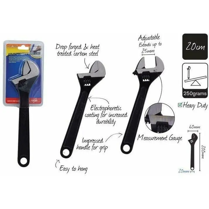 Adjustable Wrench with Measurement Gauge