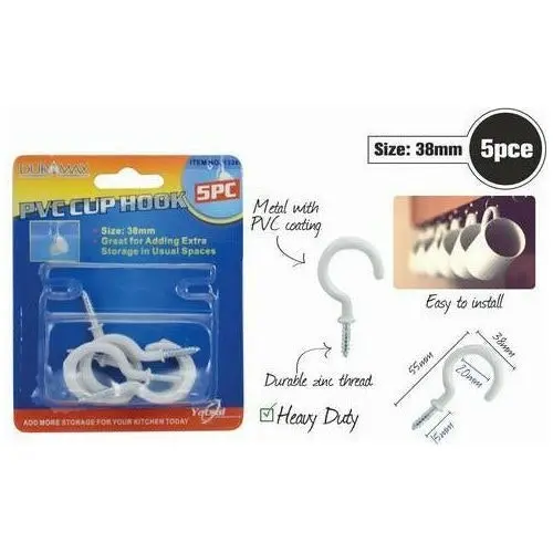 PVC Cup Hooks Small - White