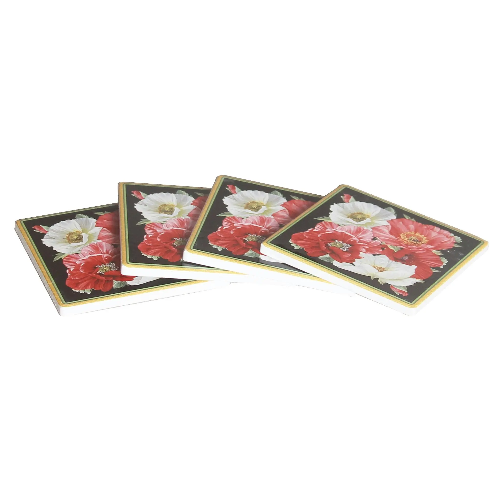 New Poppies on Black - Coaster Set