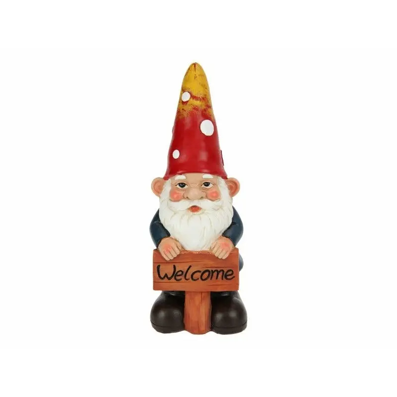 Garden Gnome with Welcome Sign