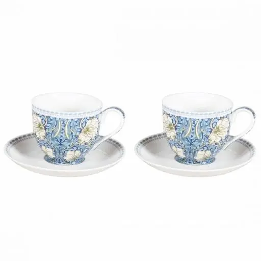 William Morris on Blue Fine Bone China 2 Cup & Saucer Set