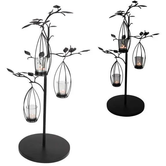 Metal Décor Tree with Triple Hanging Tealight Holder