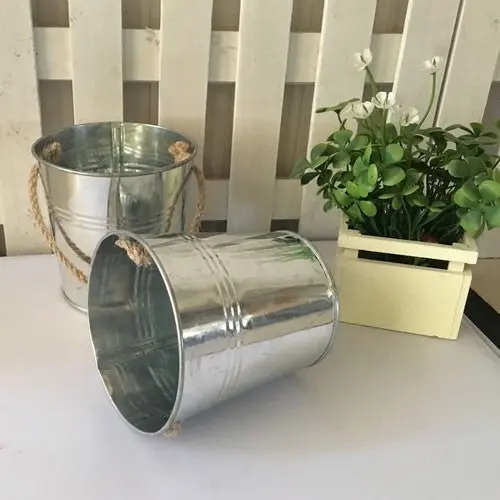 Tin Bucket - Rustic Silver