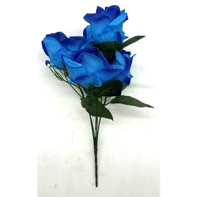 Faux Silk Flowers Bunch - Blue 5 Heads