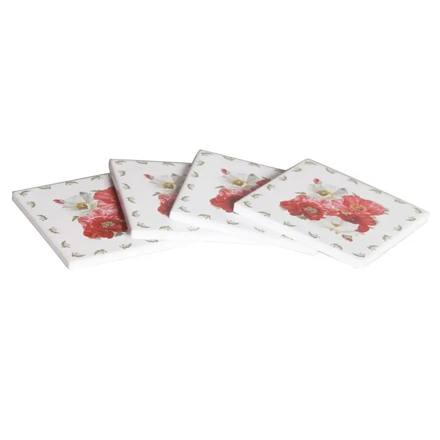 New Poppies on White - Coaster Set