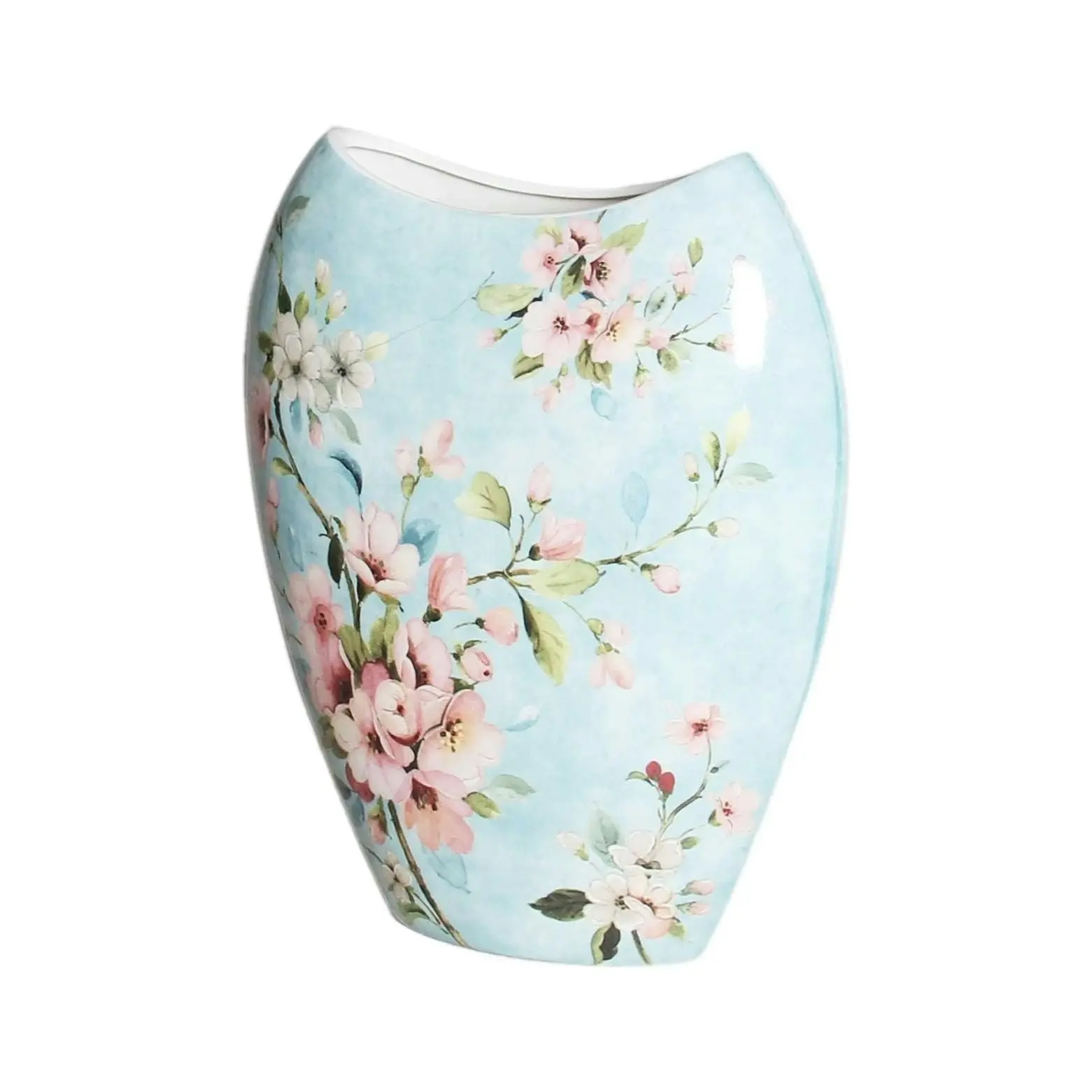 Peach Blossom Blue Vase