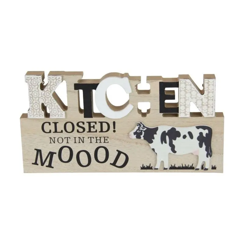 Kitchen Cow Plaque With Funny Wording