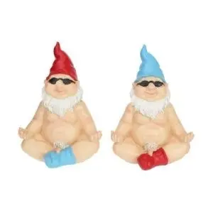 Sitting Naked Yoga Gnome Man