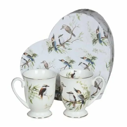 Kookaburra Fine Bone China Gold Rim Mug Set