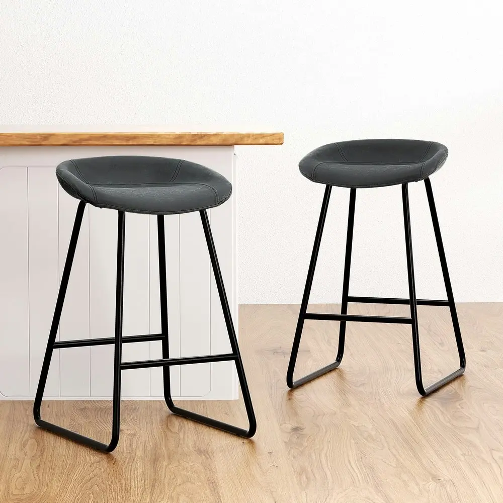 Artiss 2x Bar Stools Kitchen Dining Chairs Counter Stool PU Leather Metal