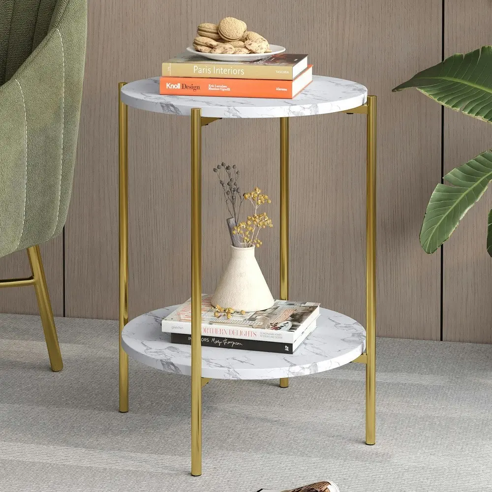 Alfordson Side Table Sofa End Bedside Nightstand Gold