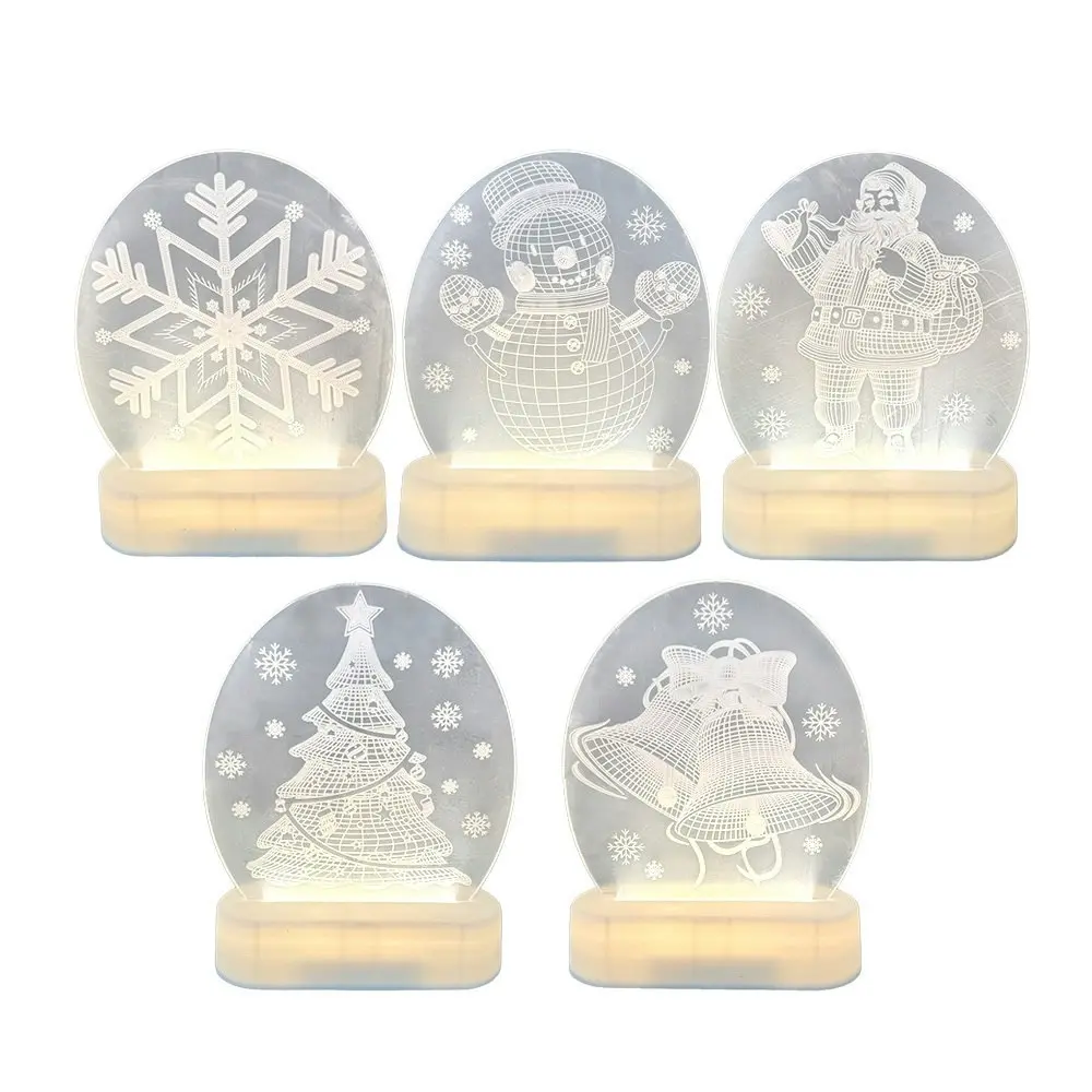 CarolCraft Christmas LED Acrylic USB Lamp Set of 5 Decoration Ornament Xmas Gifts