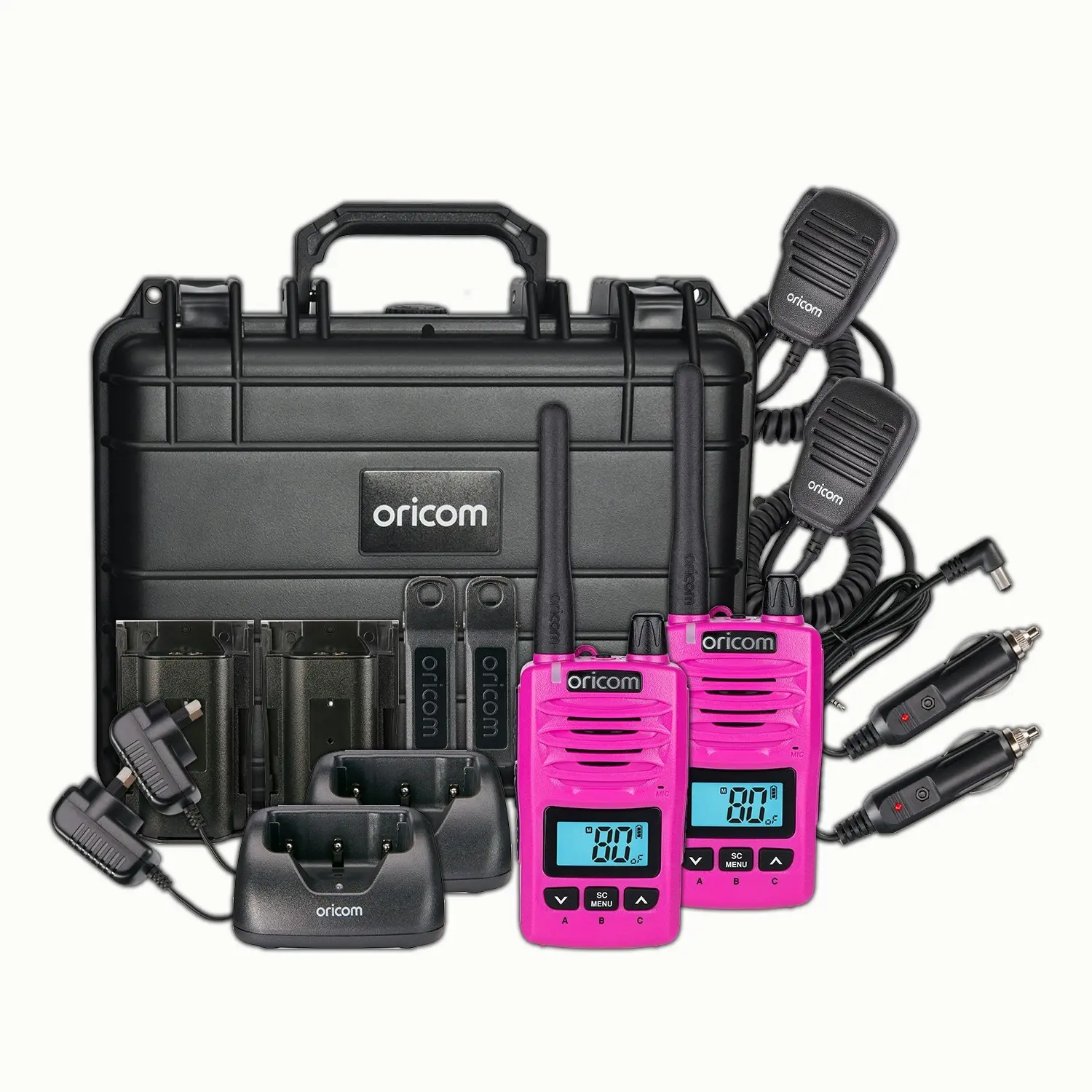 Oricom DTXTP600 5 Watt IP67 Waterproof Handheld UHF CB Radio Trade Pack - Pink