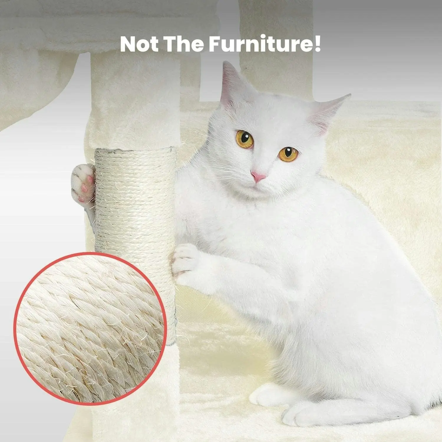 Floofi 97cm Adjustable Base Cat Tree Scratching Post Tower House Furniture Beige