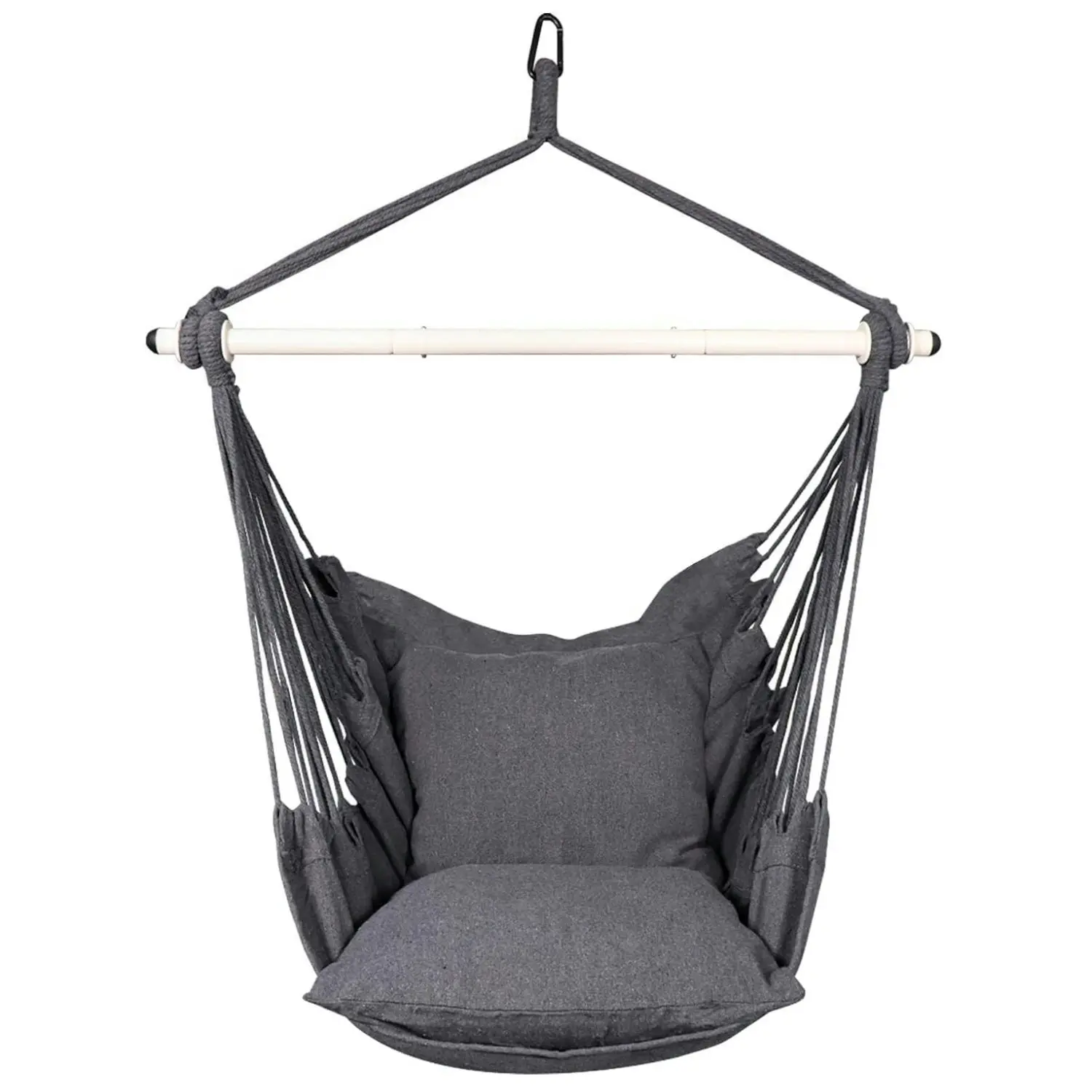 Noveden Hammock Chair Swing with 2 Pillow Cushions Camping Outdoor Hammocks Dark Grey