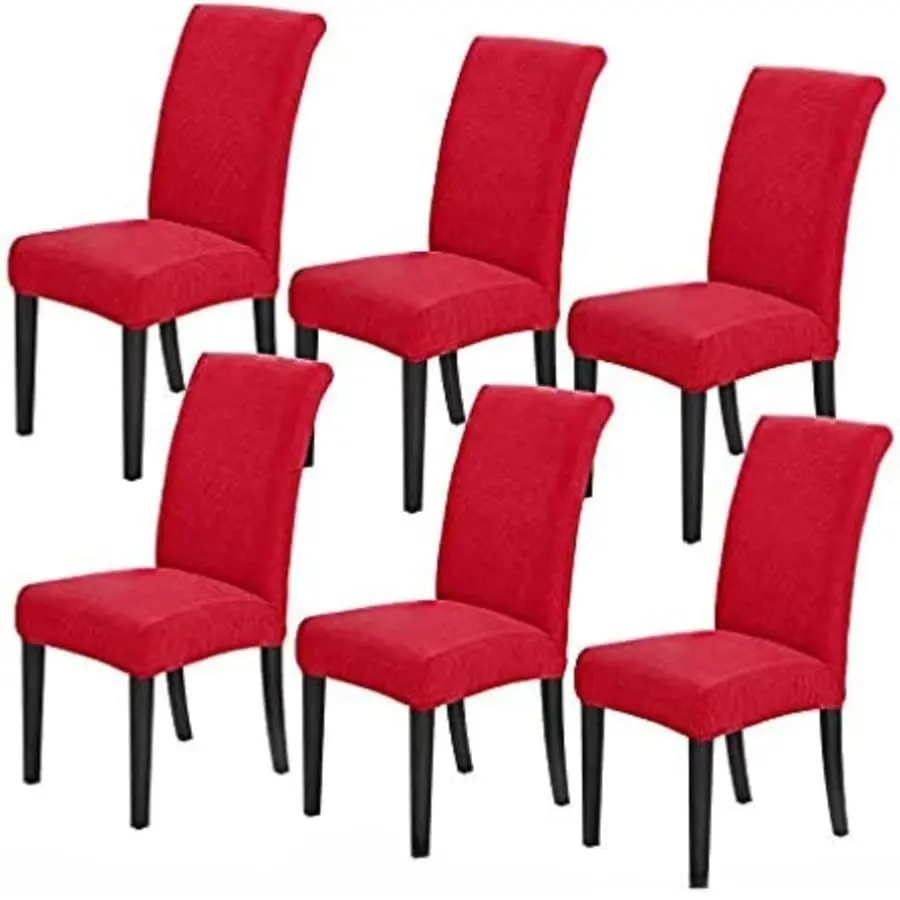 Gominimo Dining Room Chair Covers Slipcovers Seat Protector Machine Washable Burgundy 6pcs