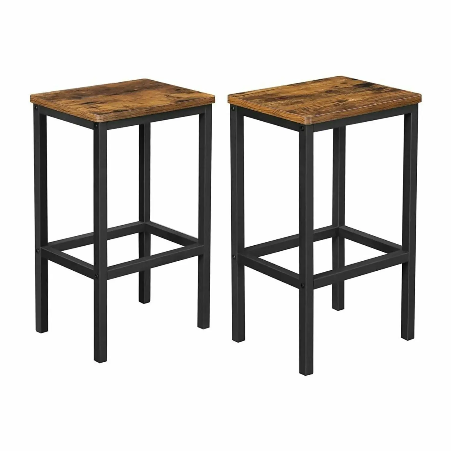 2x VASAGLE Kitchen Counter Chairs Metal Bar Stools - Vintage Brown