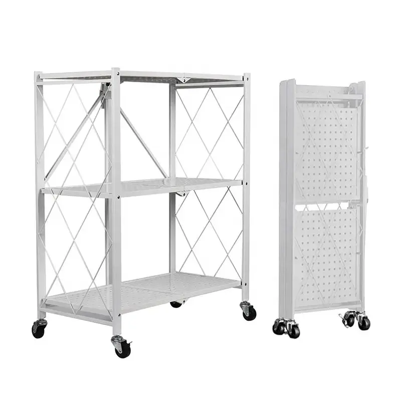 Ekkio 3 Tier Foldable Collapsible Kitchen Display Rack Storage Shelf - White