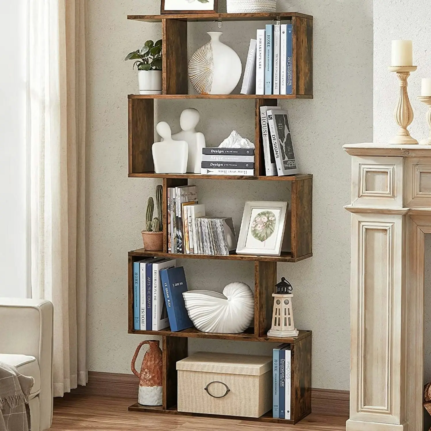 VASAGLE Bookshelf 5 Tiers - Rustic Brown