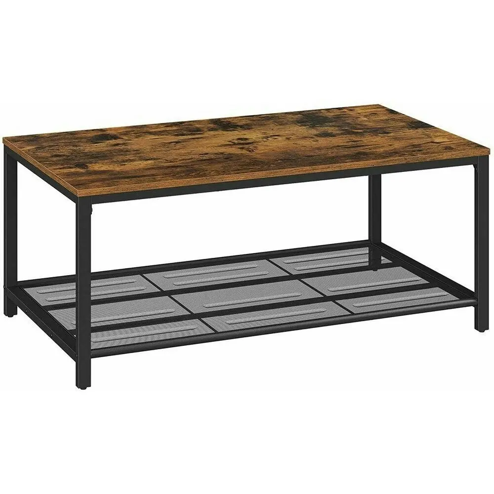 VASAGLE Storage Shelf Display Rectangular Coffee Table - Black/Brown