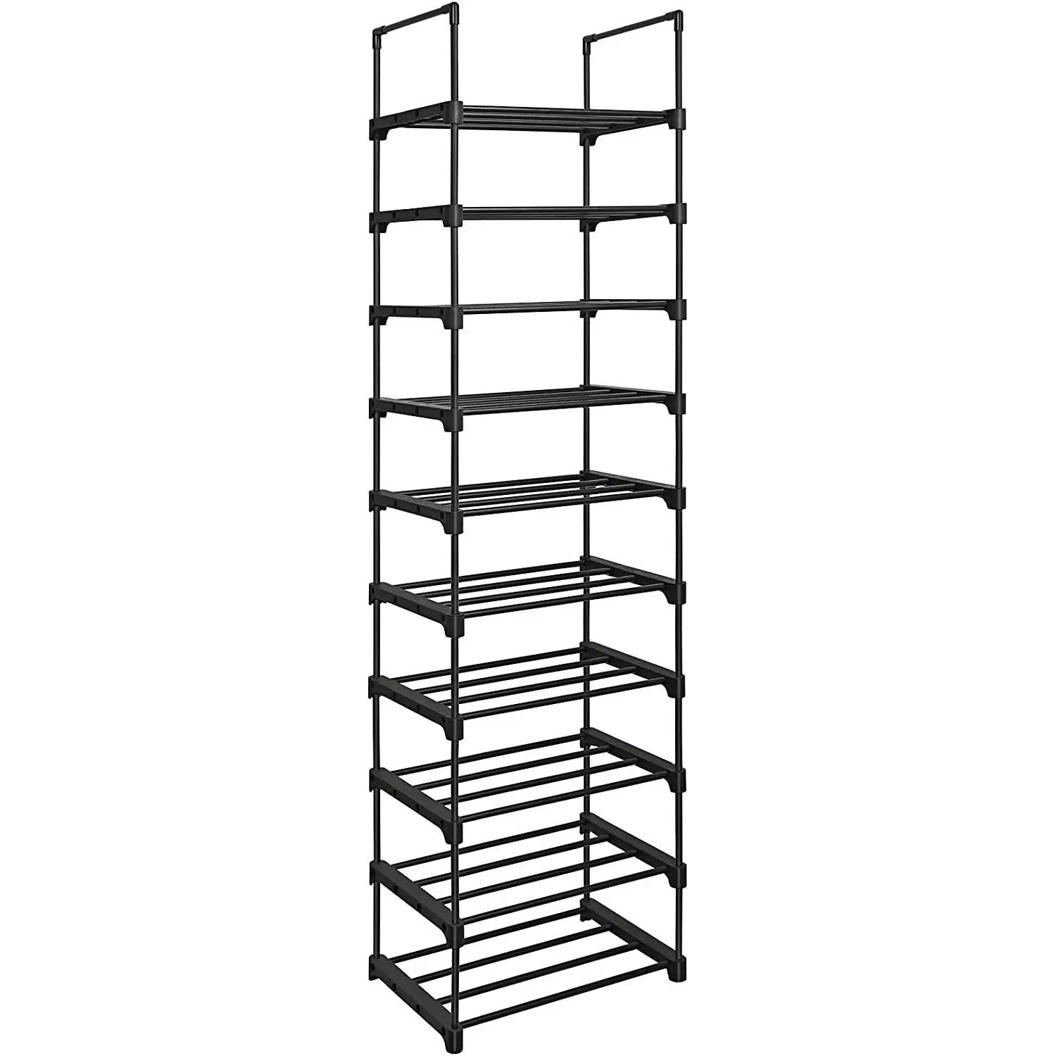 SONGMICS 10 Tier Customizable Shoes Organiser Metal Shoe Rack - Black