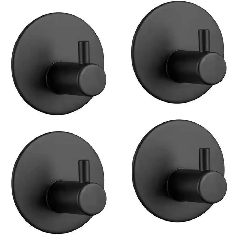 Gominimo Round Stainless Steel Wall Hook 4pcs (Black) GO-WH-100-NJ