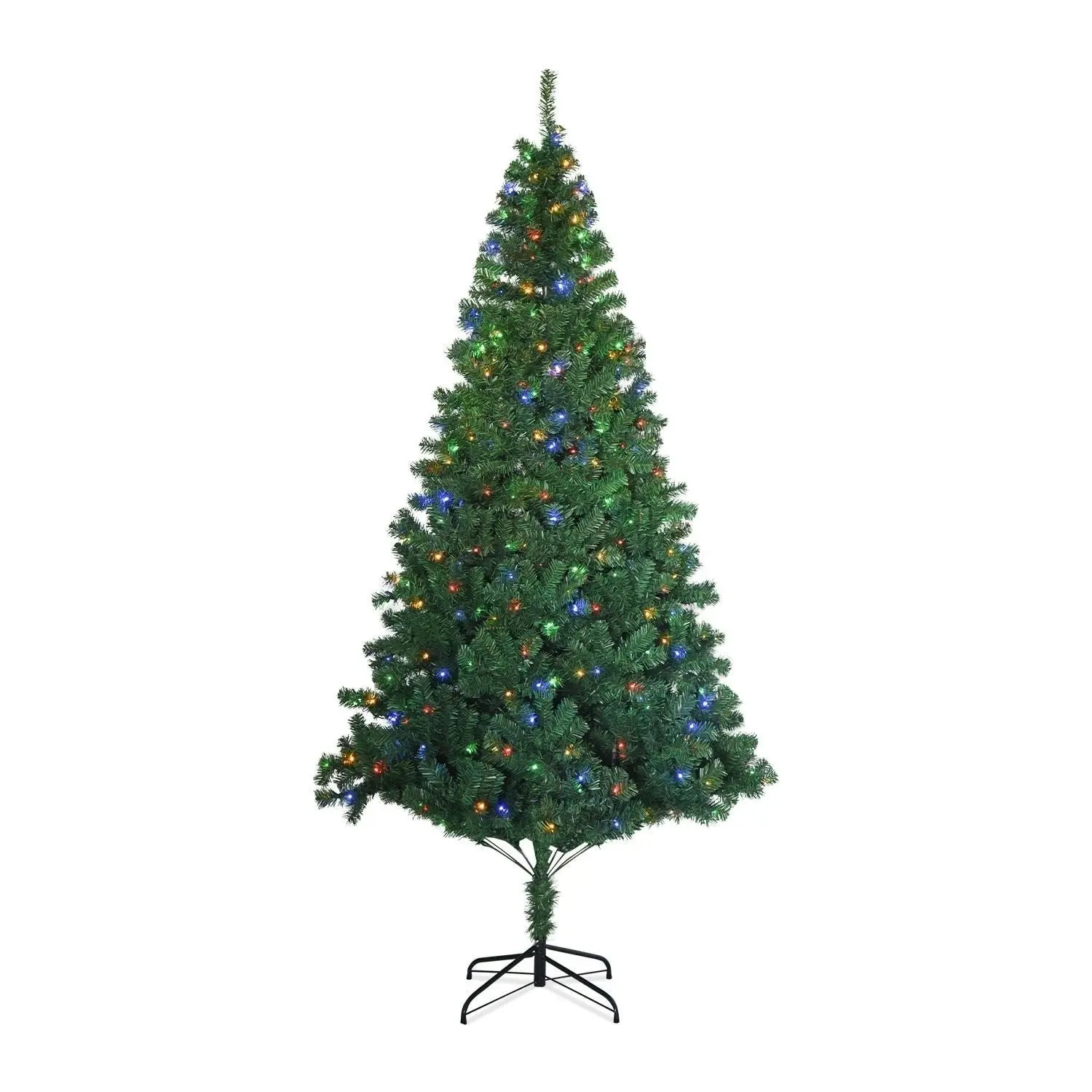 Festiss 2.1m Easy Assembly Hinged Construction Artificial Christmas Tree With 4 Colour LED