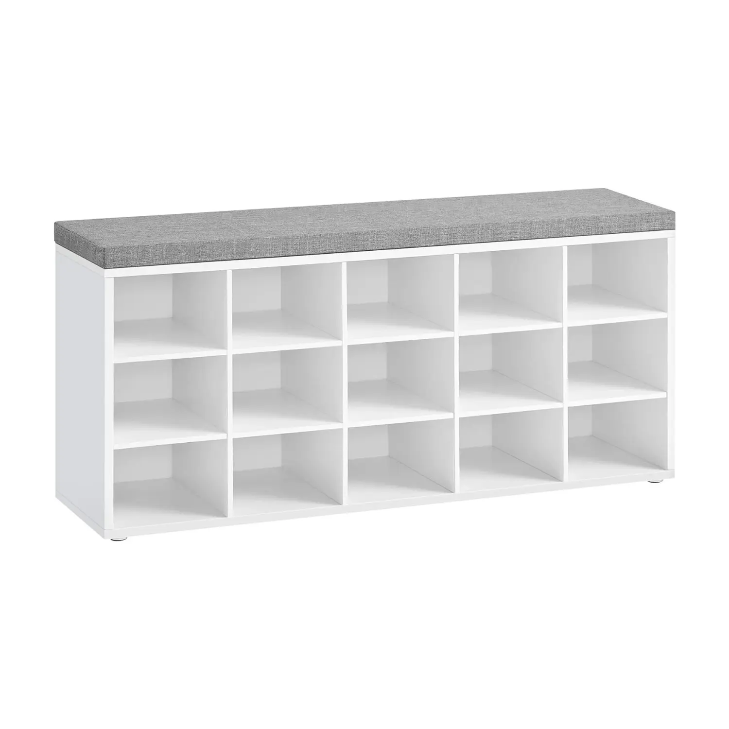 VASAGLE Shoe Cabinet Bench Shoes Rack Storage Shelf 15 Cubes - White