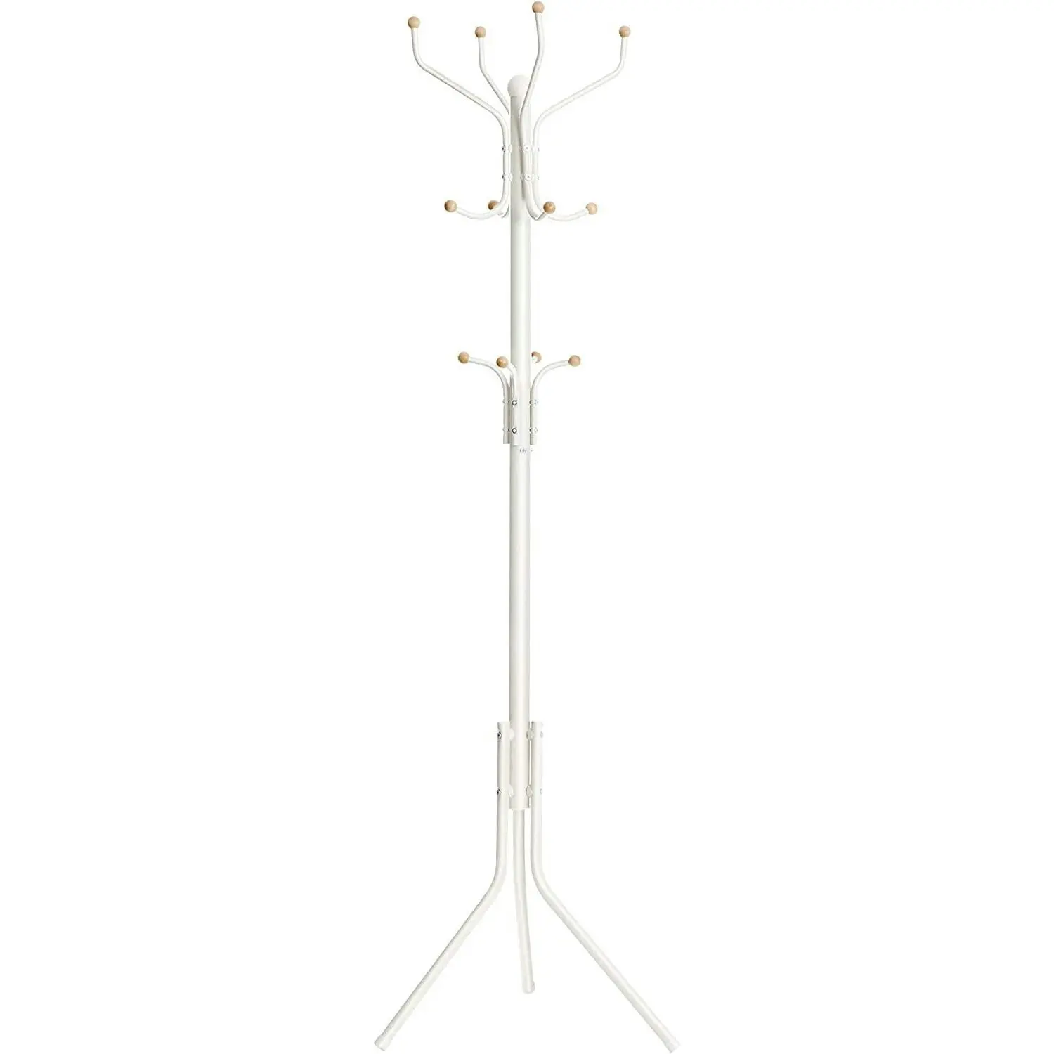 SONGMICS 182cm Metal Talll Hall Tree Hat Hook Clothes Coat Rack - White