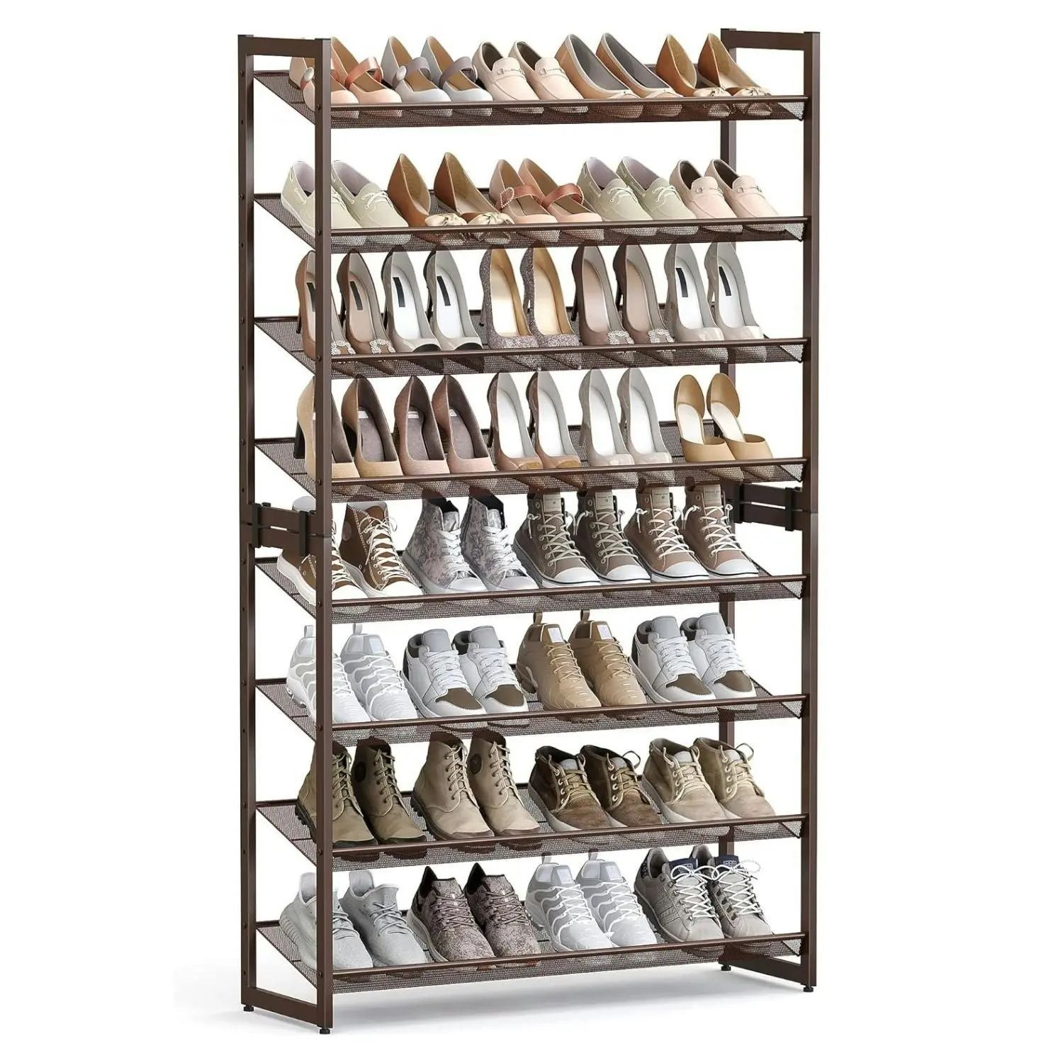 SONGMICS 8 TIer Adjustable Shoes Storage Organiser Shelves Stand Shoe Rack - Bronze