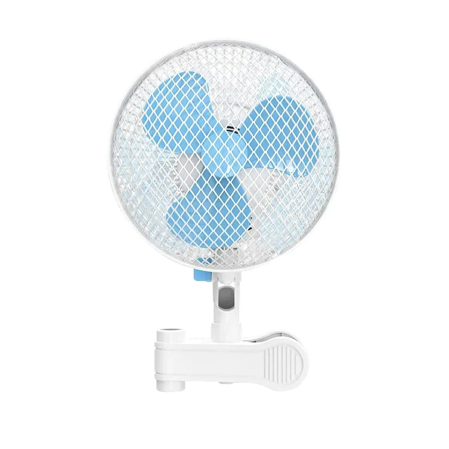 Gominimo Portable Oscillating Clip Fan Quiet Auto Head Shake 2 Speed White Blue