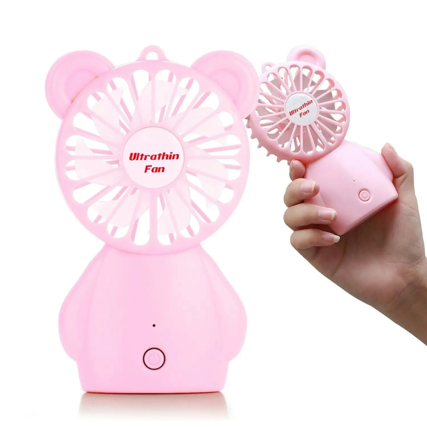 Gominimo Portable Mini Handheld Fan Rechargeable 3 Wind Speeds Adjustable - Pink